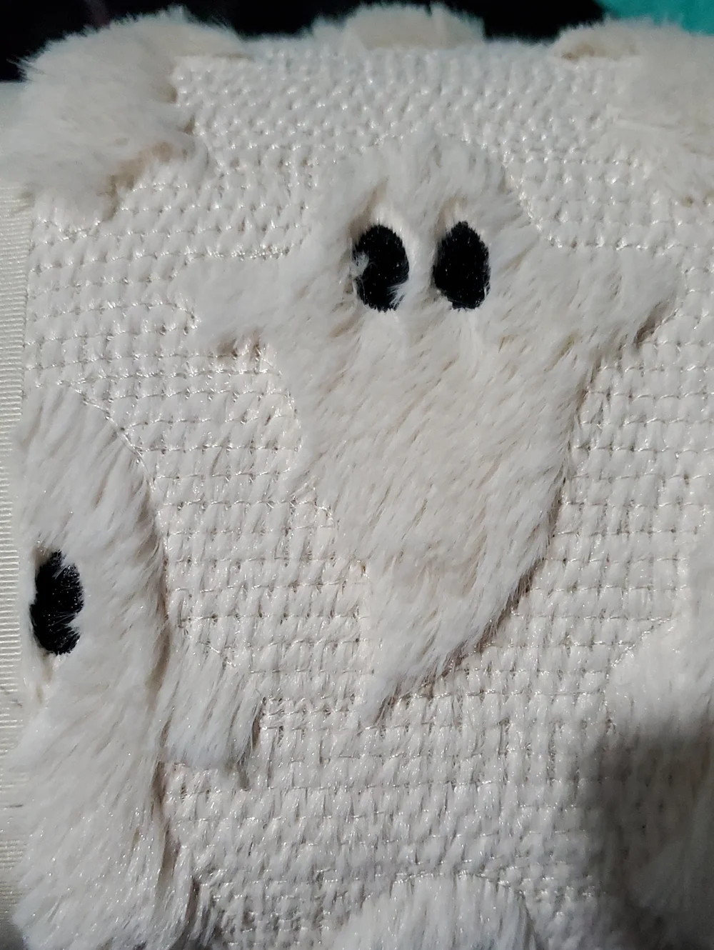 Embroidered Faux Fur Ghost Throw Blanket